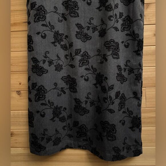 Vintage Talbots Size Large Gray Velvet Floral Overall Dress Whimsigoth Goth - Picture 5 of 12